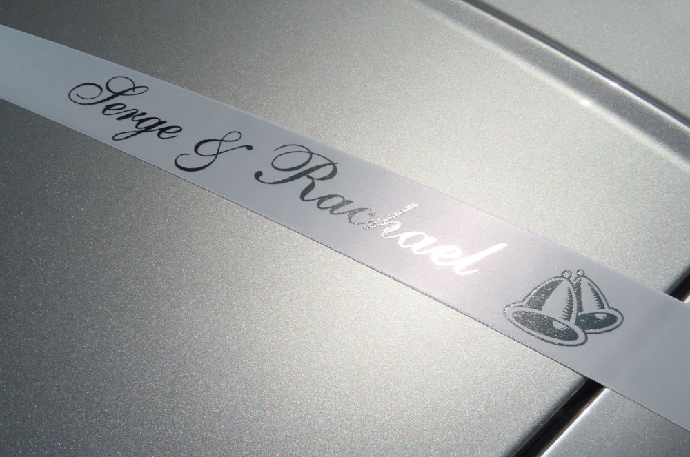 Wedding car ribbon.