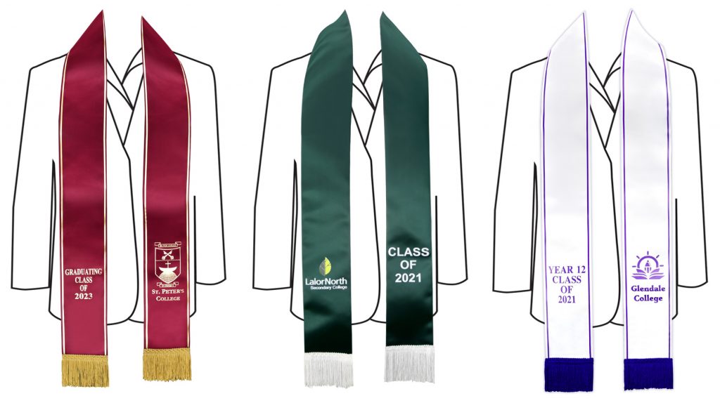 Adult 4" x 72" stoles with fringe.