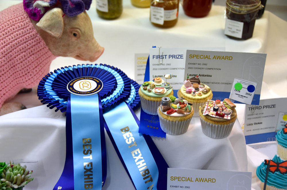 Knife pleated rosettes at Melbourne Royal Show.