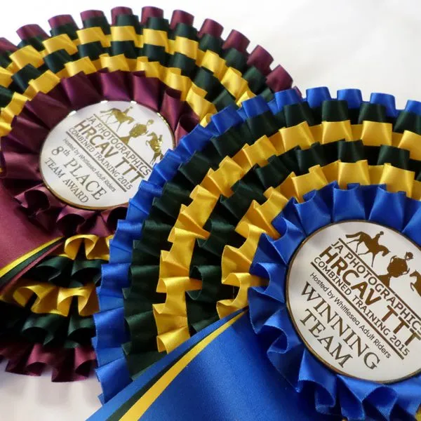 Premium horse show rosettes.