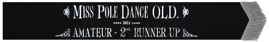 Plain body sash 672 in black, with silver foil and fringe.